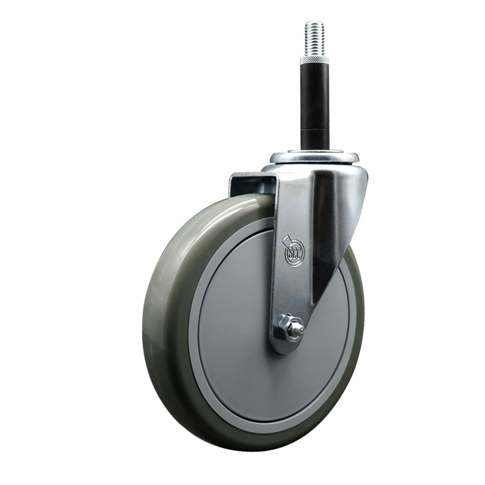 Polyurethane Expanding Stem Swivel Caster with 6 Inch Gray Wheel and 3/4" Stem - 350 lbs. Capacity Per Caster - Service Caster Brand — photo 1