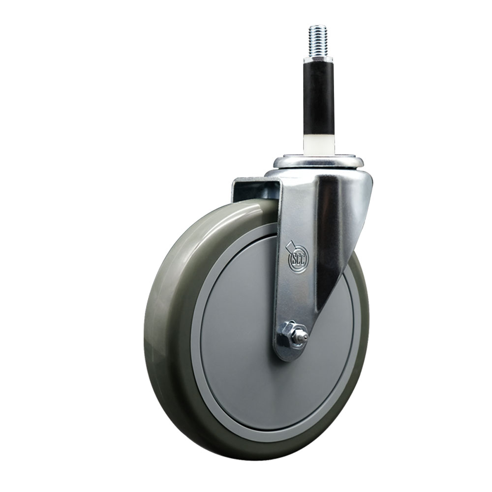 Polyurethane Expanding Stem Swivel Caster with 6 Inch Gray Wheel and 7/8" Stem - 350 lbs. Capacity Per Caster - Service Caster Brand — photo 1