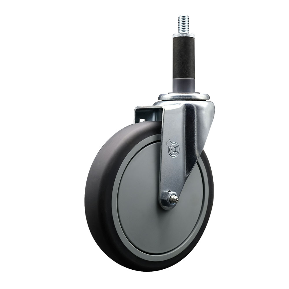 Thermoplastic Rubber Swivel Expanding Stem Swivel Caster with 6 Inch Gray Wheel and 1" Stem - 300 lbs. Capacity Per Caster - Service Caster Brand — photo 1