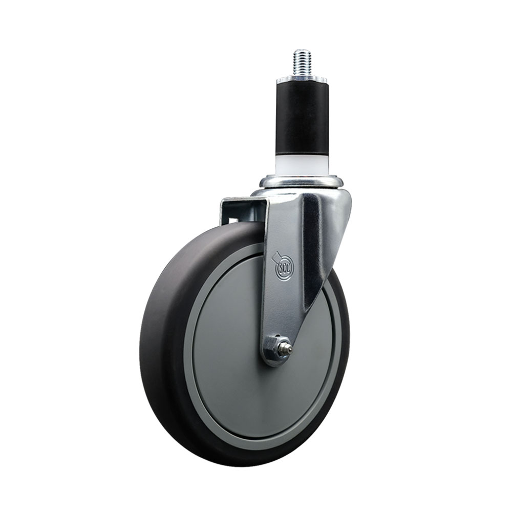 Thermoplastic Rubber Swivel Expanding Stem Swivel Caster with 6 Inch Gray Wheel and 1-1/2" Stem - 300 lbs. Capacity Per Caster - Service Caster Brand — photo 1