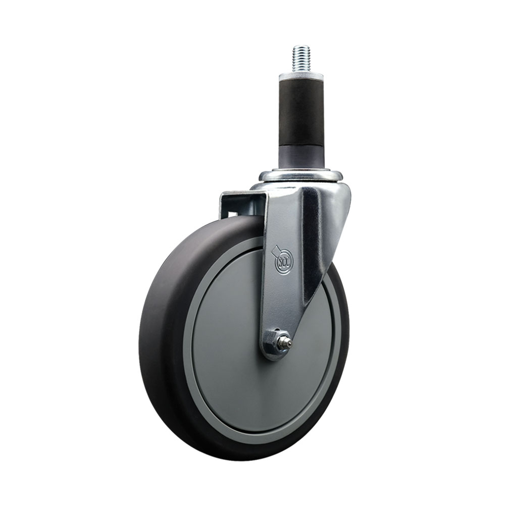 Thermoplastic Rubber Swivel Expanding Stem Swivel Caster with 6 Inch Gray Wheel and 1-1/4" Stem - 300 lbs. Capacity Per Caster - Service Caster Brand — photo 1