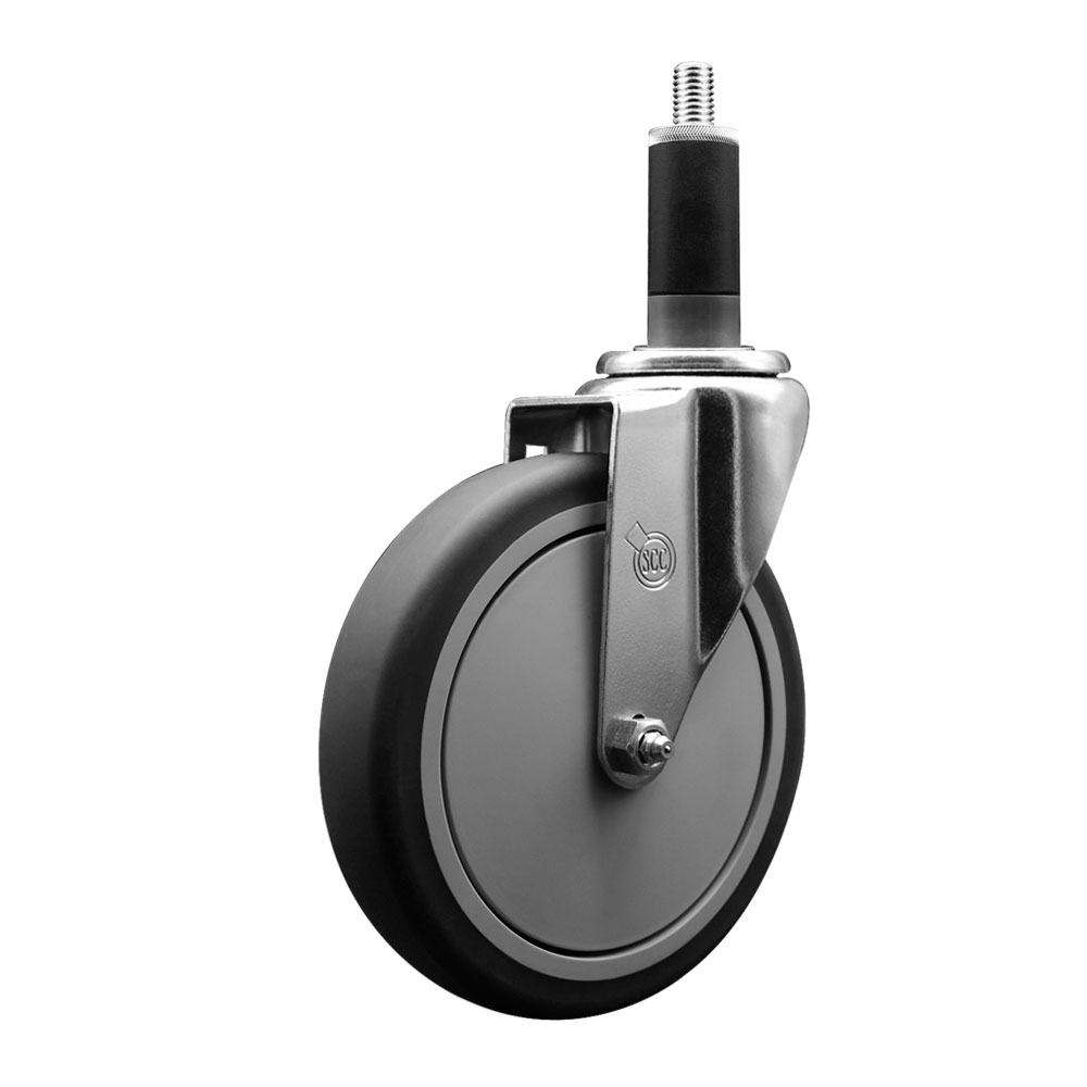Thermoplastic Rubber Swivel Expanding Stem Swivel Caster with 6 Inch Gray Wheel and 1-1/8" Stem - 300 lbs. Capacity Per Caster - Service Caster Brand — photo 1