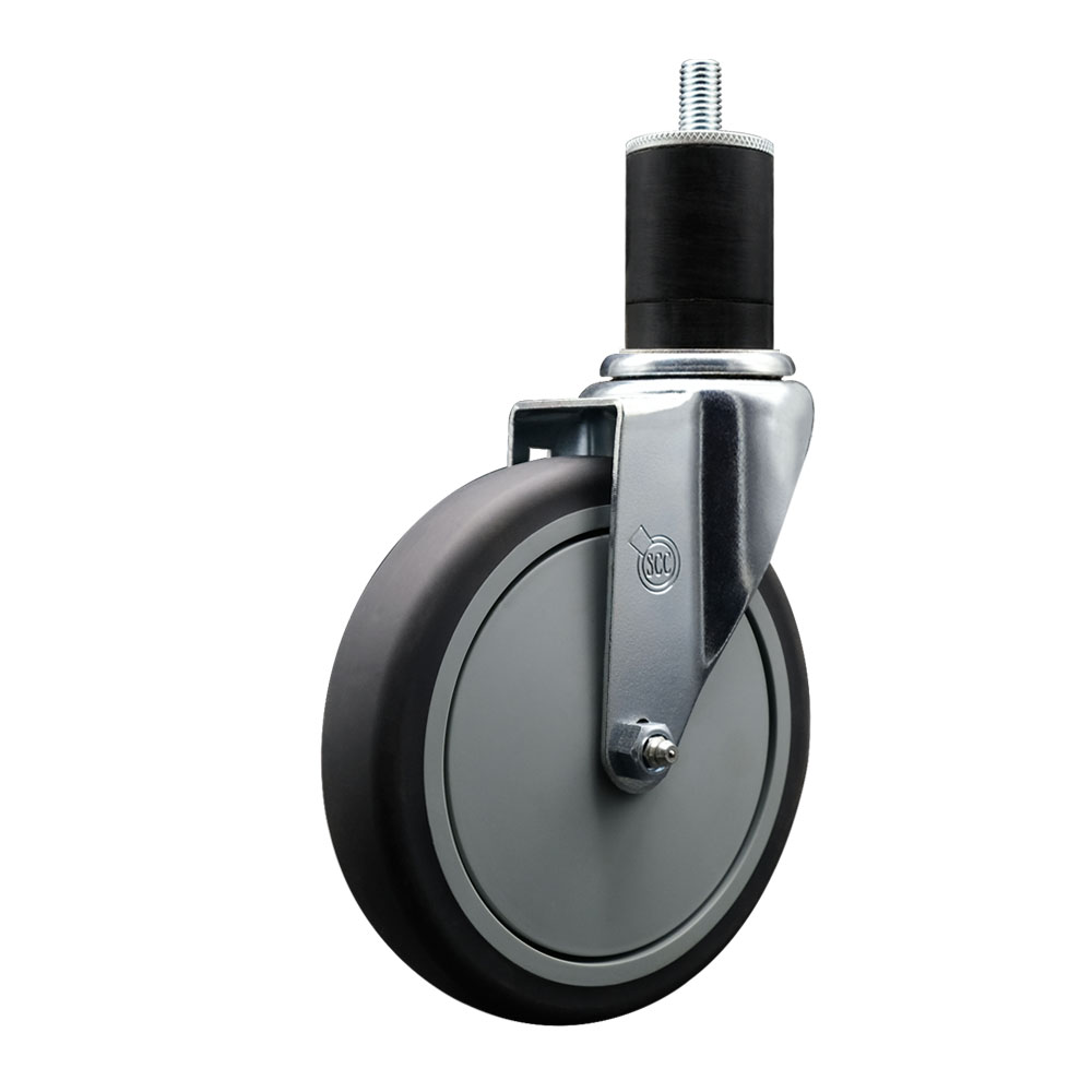Thermoplastic Rubber Swivel Expanding Stem Swivel Caster with 6 Inch Gray Wheel and 1-3/4" Stem - 300 lbs. Capacity Per Caster - Service Caster Brand — photo 1