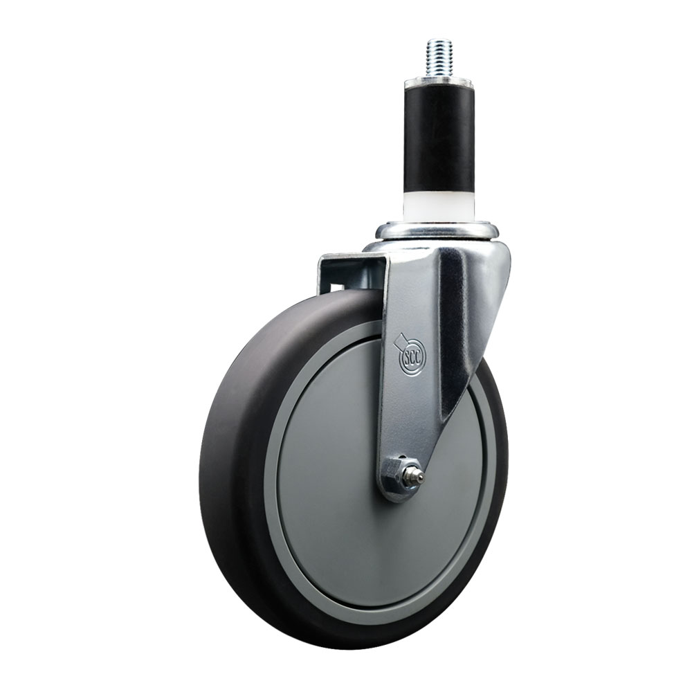 Thermoplastic Rubber Swivel Expanding Stem Swivel Caster with 6 Inch Gray Wheel and 1-3/8" Stem - 300 lbs. Capacity Per Caster - Service Caster Brand — photo 1