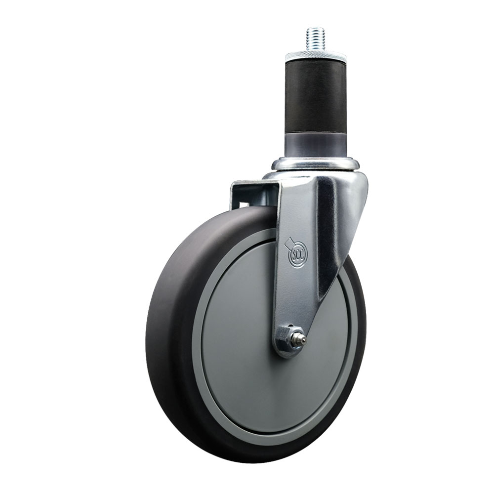 Thermoplastic Rubber Swivel Expanding Stem Swivel Caster with 6 Inch Gray Wheel and 1-5/8" Stem - 300 lbs. Capacity Per Caster - Service Caster Brand — photo 1