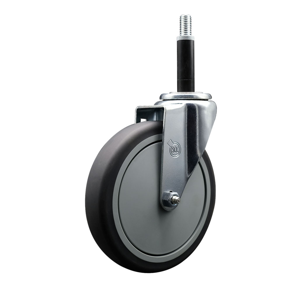 Thermoplastic Rubber Swivel Expanding Stem Swivel Caster with 6 Inch Gray Wheel and 3/4" Stem - 300 lbs. Capacity Per Caster - Service Caster Brand — photo 1