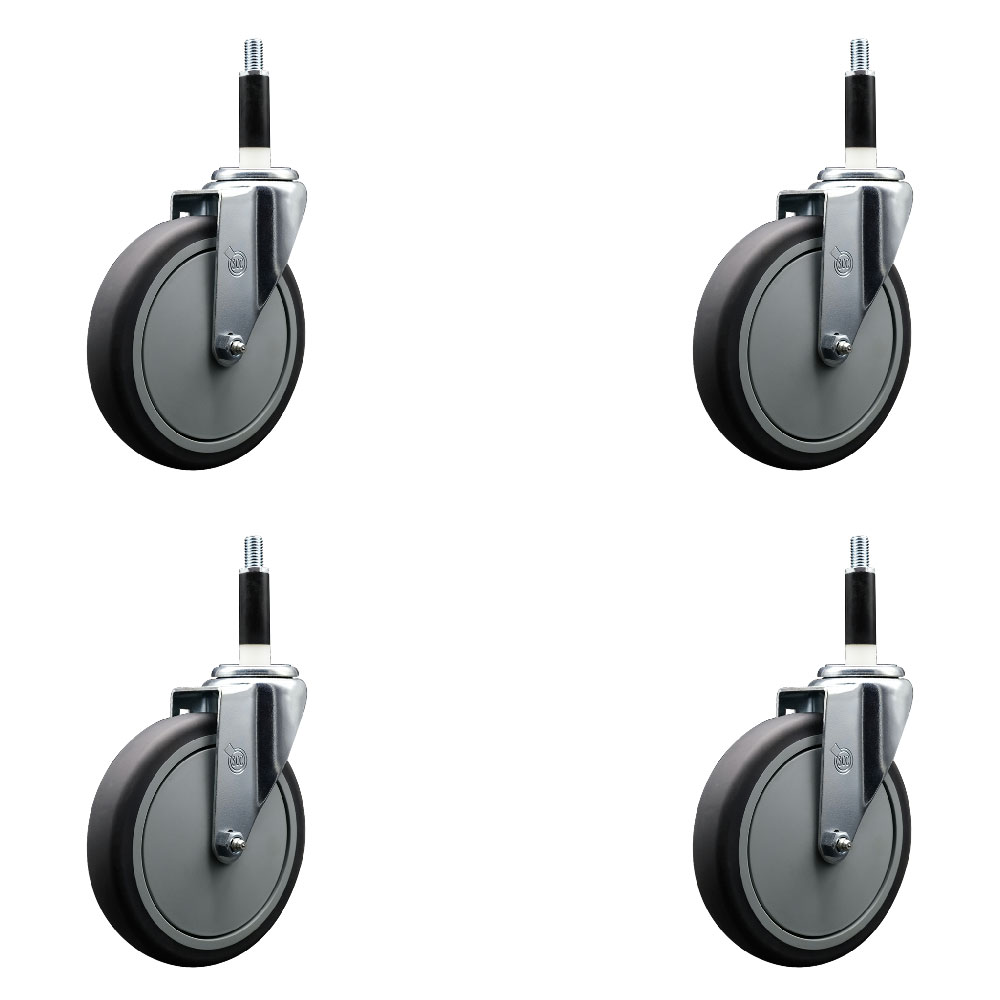 Thermoplastic Rubber Swivel Expanding Stem Caster Set of 4 with 6 Inch Gray Wheels and 7/8" Stems - Includes 4 Swivel - 300 lbs. Capacity Per Caster - Service Caster Brand — photo 1