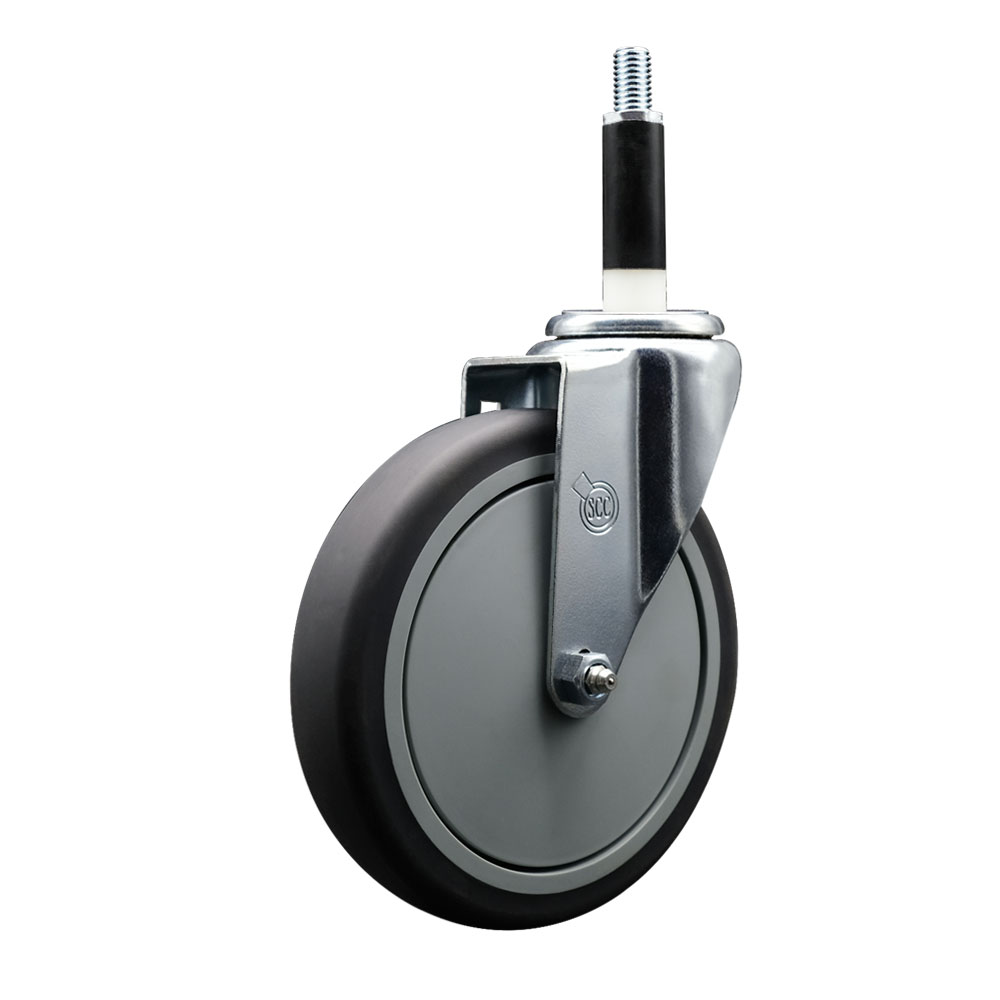 Thermoplastic Rubber Swivel Expanding Stem Swivel Caster with 6 Inch Gray Wheel and 7/8" Stem - 300 lbs. Capacity Per Caster - Service Caster Brand — photo 1