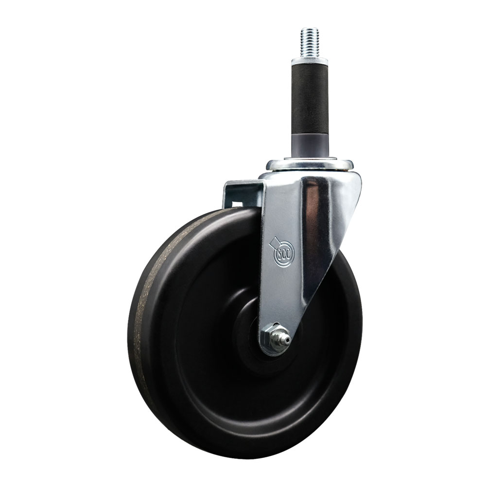 Phenolic Swivel Expanding Stem Swivel Caster with 6 Inch Black Wheel and 1" Stem - 300 lbs. Capacity Per Caster - Service Caster Brand — photo 1