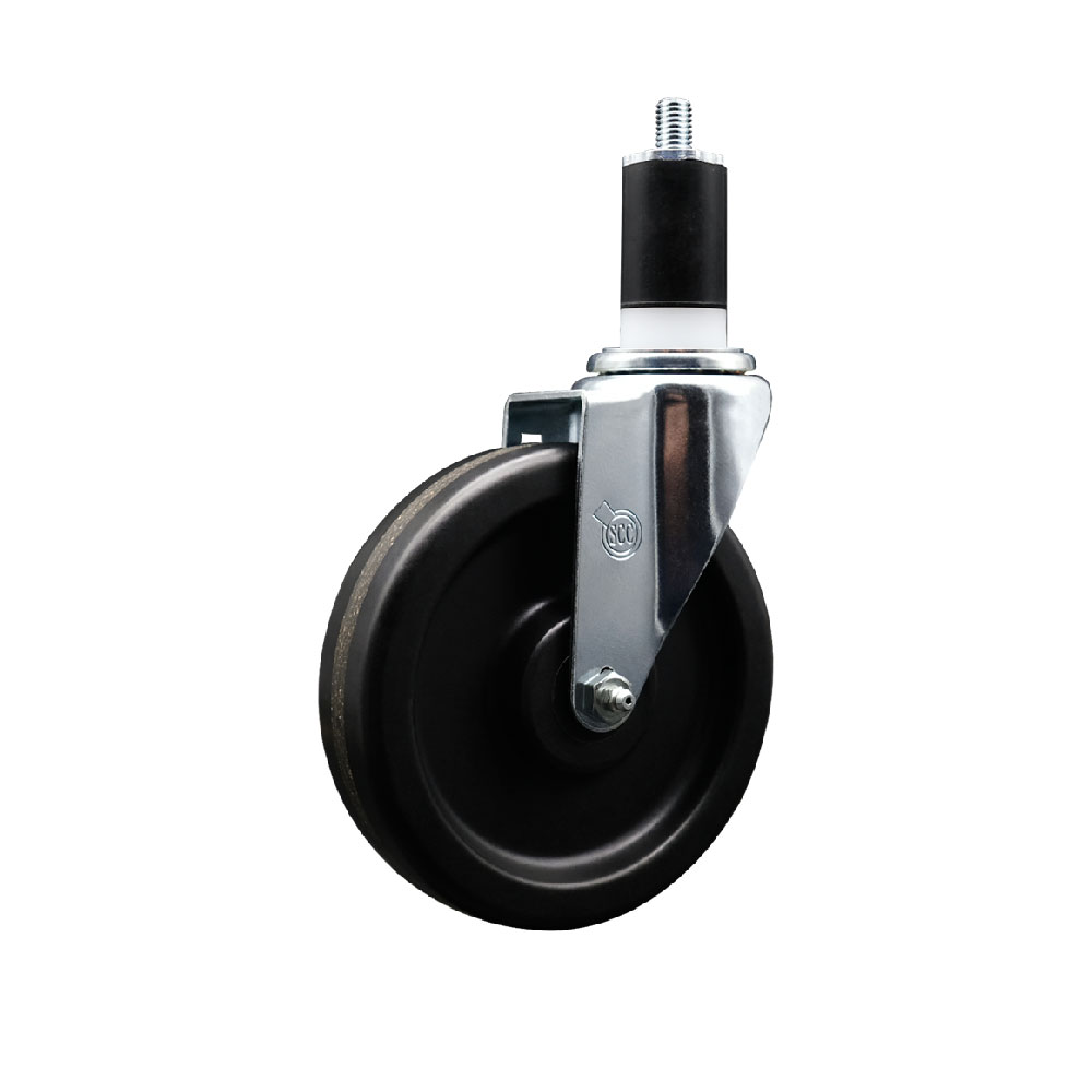 Phenolic Swivel Expanding Stem Swivel Caster with 6 Inch Black Wheel and 1-1/2" Stem - 300 lbs. Capacity Per Caster - Service Caster Brand — photo 1