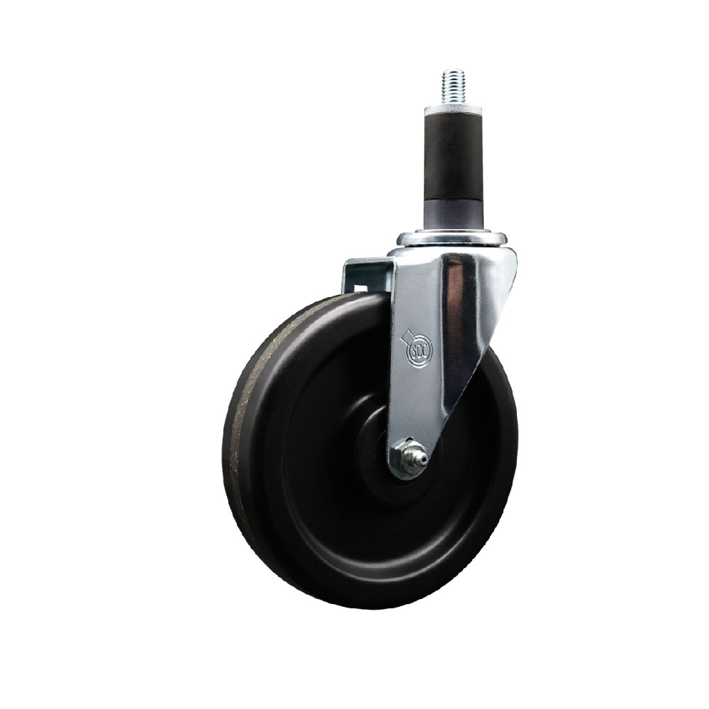 Phenolic Swivel Expanding Stem Swivel Caster with 6 Inch Black Wheel and 1-1/4" Stem - 300 lbs. Capacity Per Caster - Service Caster Brand — photo 1
