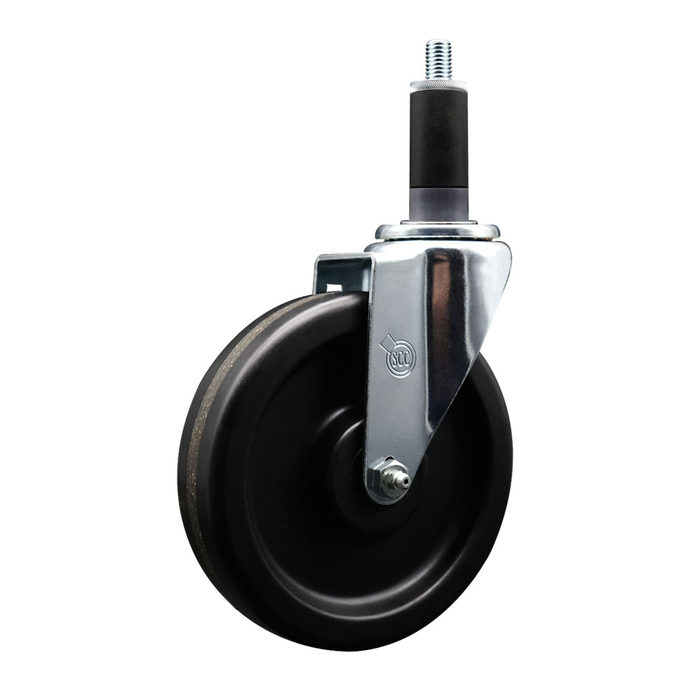 Phenolic Swivel Expanding Stem Swivel Caster with 6 Inch Black Wheel and 1-1/8" Stem - 300 lbs. Capacity Per Caster - Service Caster Brand — photo 1