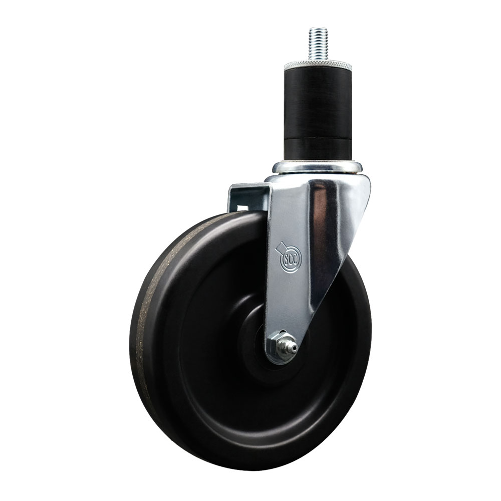Phenolic Swivel Expanding Stem Caster w/Roller Bearing - 6" x 1.5" Black Wheel and 1-3/4" Stem - 300 lbs Capacity/Caster - Service Caster Brand — photo 1