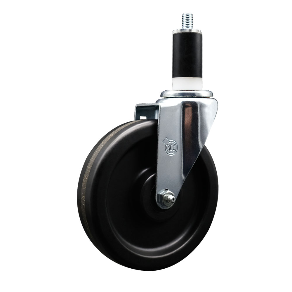Phenolic Swivel Expanding Stem Caster w/Roller Bearing - 6" x 1.5" Black Wheel and 1-3/8" Stem - 300 lbs Capacity/Caster - Service Caster Brand — photo 1