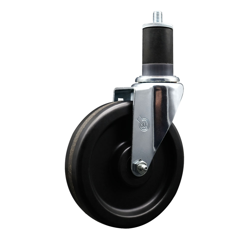 Phenolic Swivel Expanding Stem Caster w/Roller Bearing - 6" x 1.5" Black Wheel and 1-5/8" Stem - 300 lbs Capacity/Caster - Service Caster Brand — photo 1