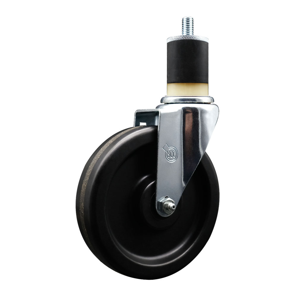Phenolic Swivel Expanding Stem Swivel Caster with 6 Inch Black Wheel and 1-7/8" Stem - 300 lbs. Capacity Per Caster - Service Caster Brand — photo 1
