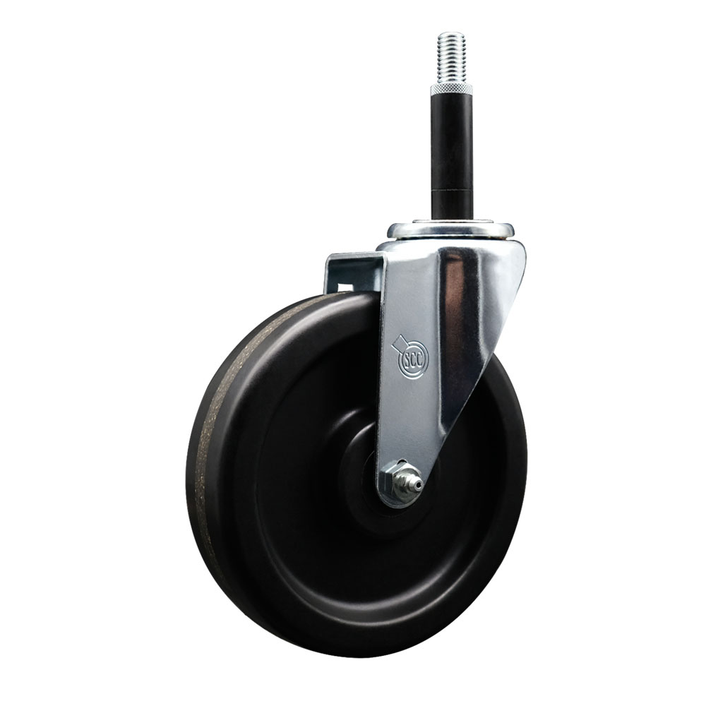 Phenolic Swivel Expanding Stem Caster w/Roller Bearing - 6" x 1.5" Black Wheel and 3/4" Stem - 300 lbs Capacity/Caster - Service Caster Brand — photo 1