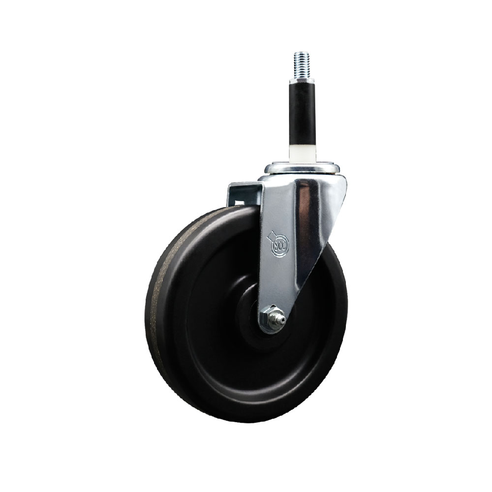 Phenolic Swivel Expanding Stem Swivel Caster with 6 Inch Black Wheel and 7/8" Stem - 300 lbs. Capacity Per Caster - Service Caster Brand — photo 1