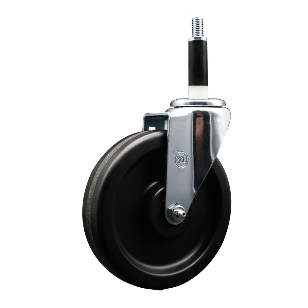 Phenolic Swivel Expanding Stem Caster w/Roller Bearing - 6" x 1.5" Black Wheel and 7/8" Stem - 300 lbs Capacity/Caster - Service Caster Brand — photo 1