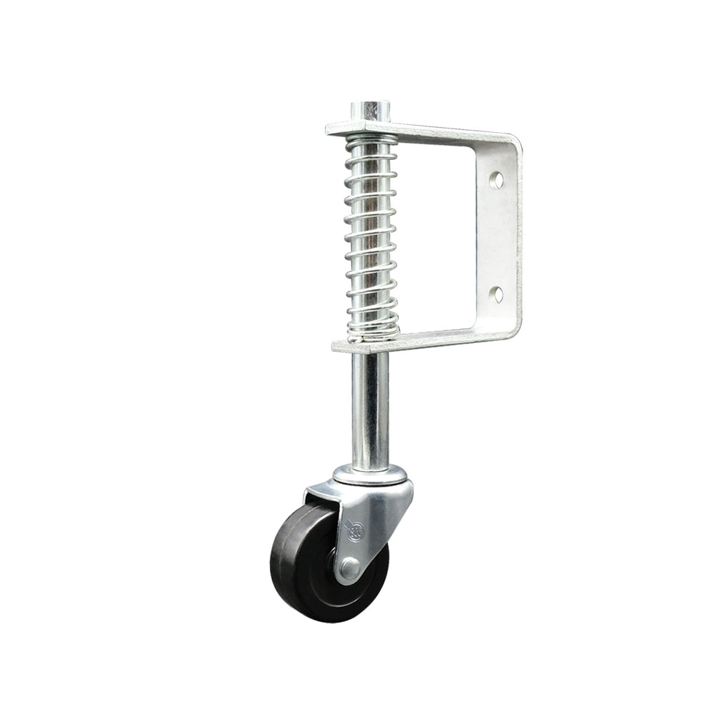 2 Inch Swivel Gate and Ladder Caster – Black Soft Rubber Wheel – 80 lbs. Capacity Per Caster – 25 lbs. Compression Spring – Service Caster Brand — photo 1