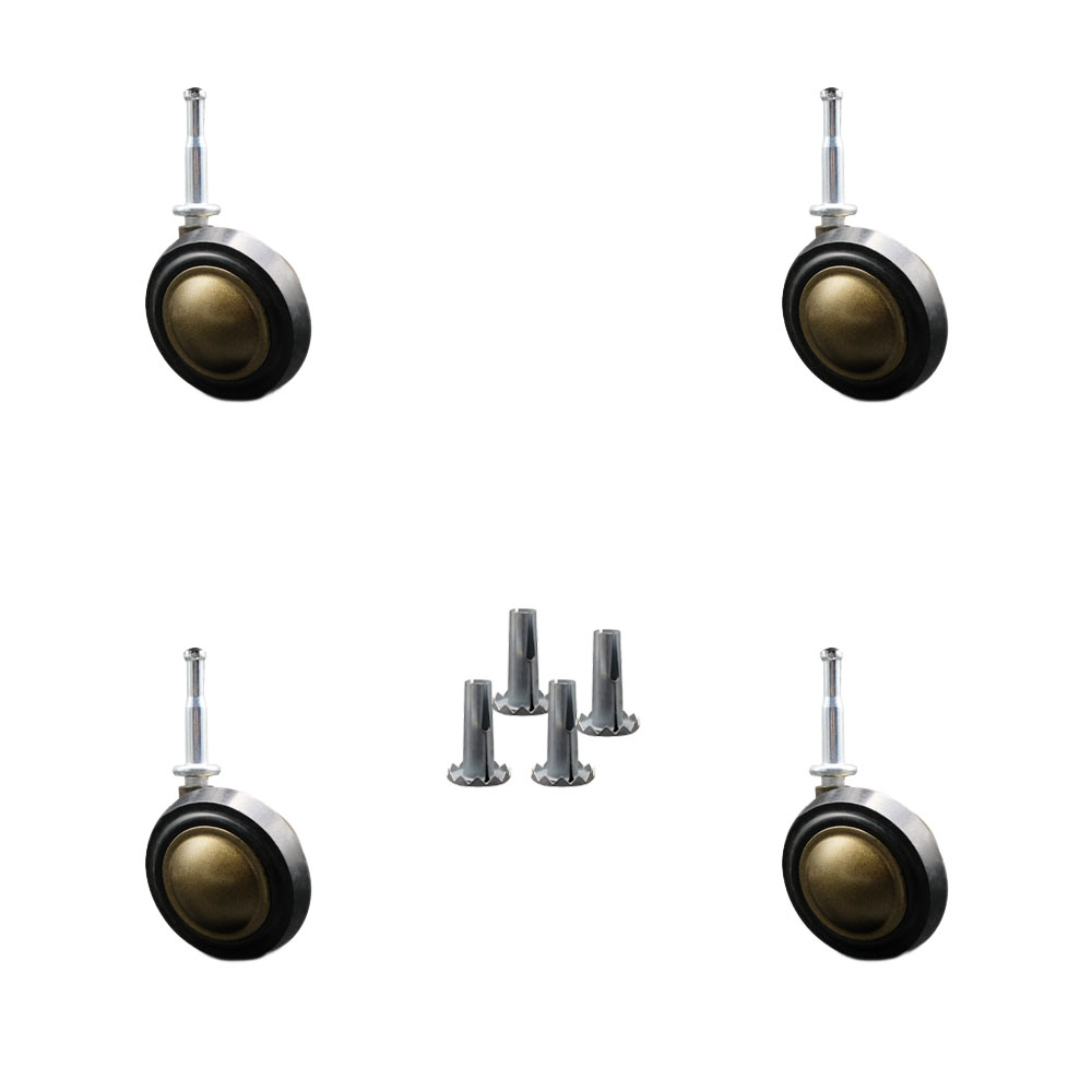 2-1/4 Inch Swivel Metal with Soft Rubber Tread Ball Caster Wheels for Furniture-Windsor Antique Finish Stem Casters with 5/16 Grip Neck Stem - Sockets For Wood Included-Set of 4 - Service Caster Brand — photo 1