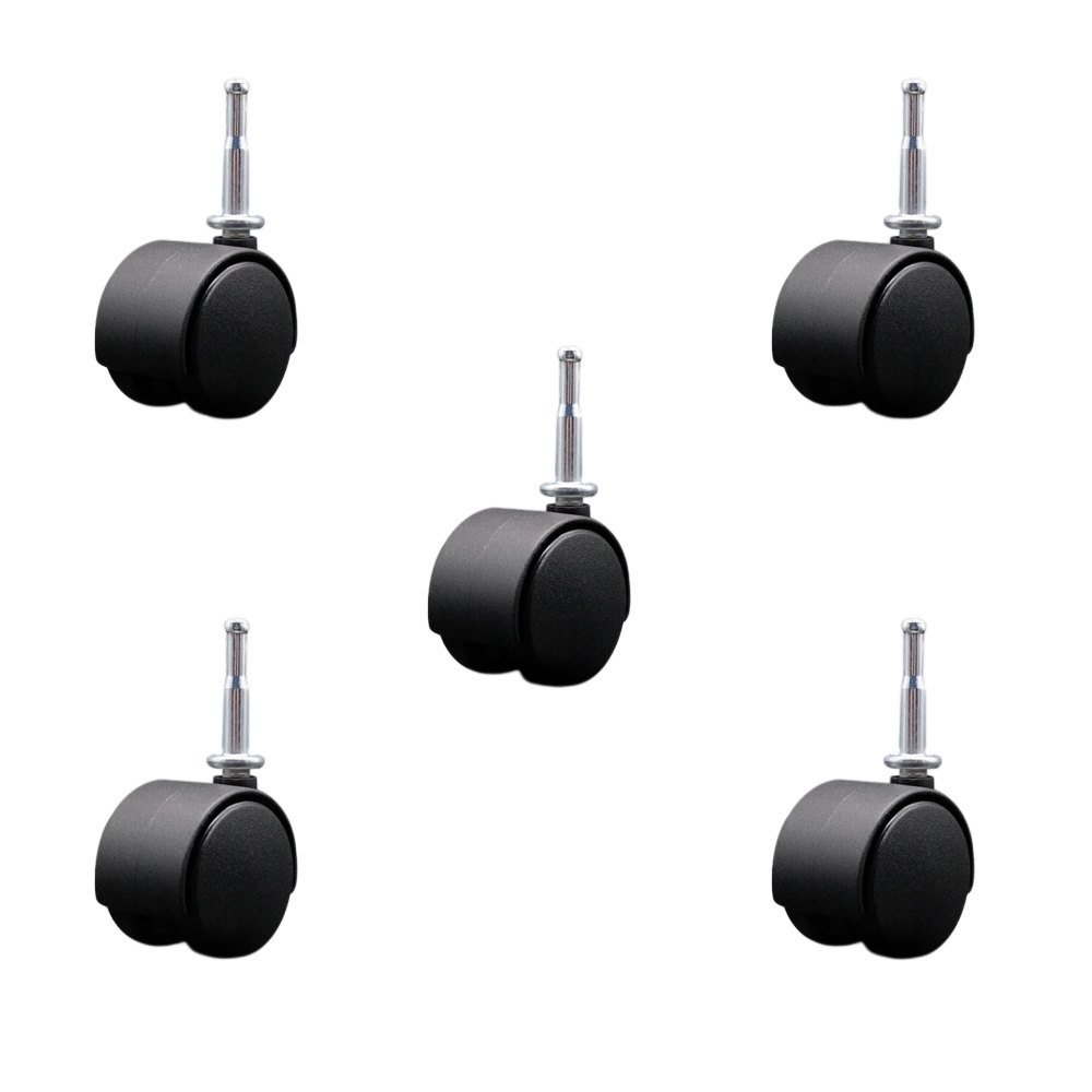 2 Inch Office Chair Wheels – Nylon Hooded Twin Wheel – 5/16 Inch Grip Neck Stems – 375 lbs. Total Capacity – Sockets for Wood Included – Set of 5 – Service Caster Brand — photo 1