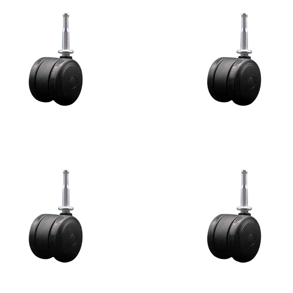 2 Inch Floor Safe Office Chair Wheels - Black Non-Marking Twin Wheels - 5/16 Inch Grip Neck Stems - 300 lbs. Total Capacity - Sockets for Wood Included - Set of 4 - Service Caster Brand — photo 1