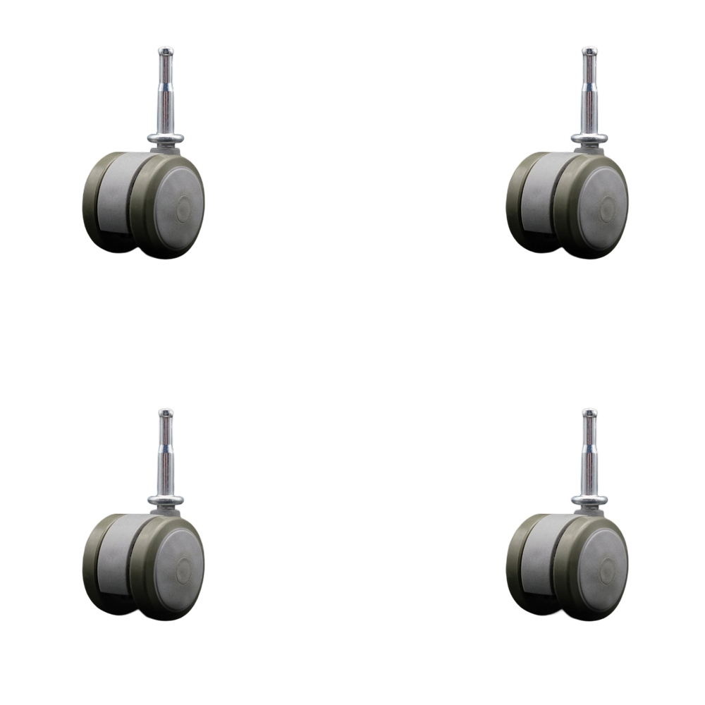 2 Inch Floor Safe Office Chair Wheels - Gray Non-Marking Twin Wheels - 5/16 Inch Grip Neck Stems - 300 lbs. Total Capacity - Sockets for Wood Included - Set of 4 - Service Caster Brand — photo 1