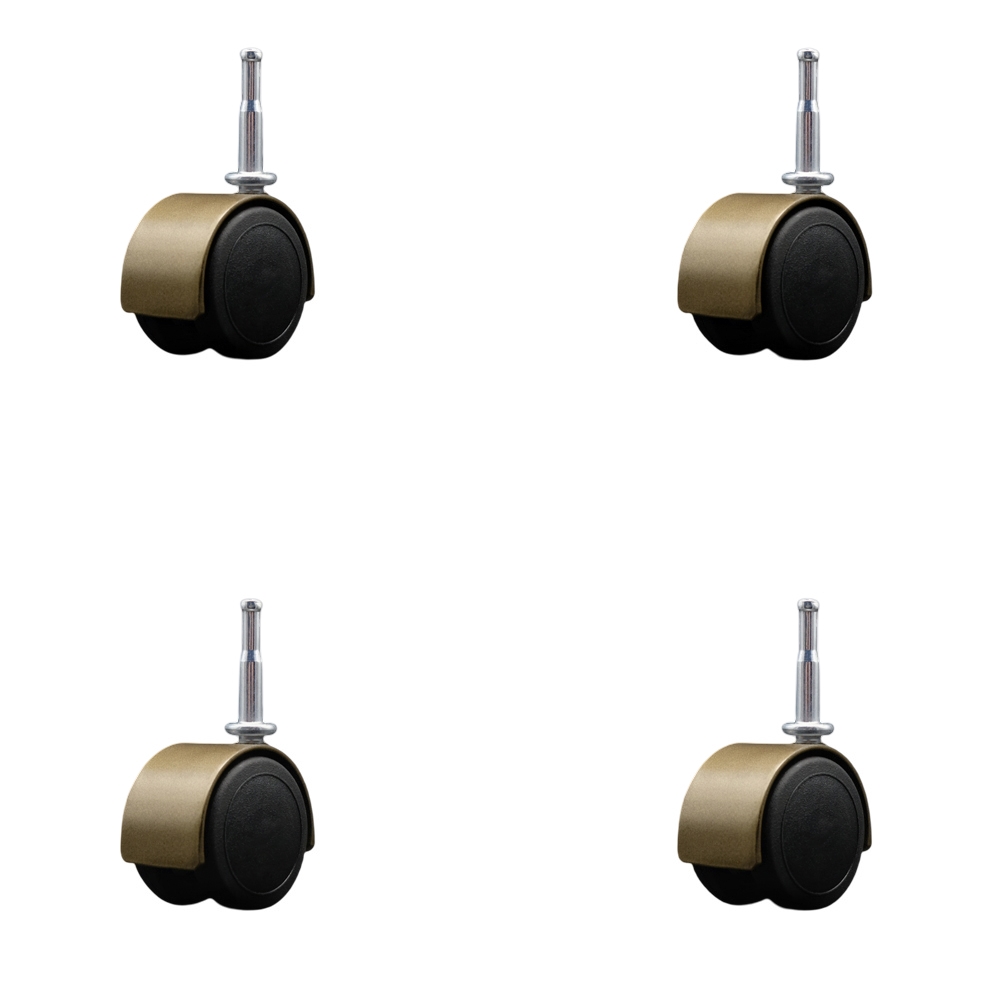 2 Inch Floor Safe Office Chair Wheels – Windsor Antique Metal Hooded Twin Wheel – 5/16 Inch Grip Neck Stems – 300 lbs. Total Capacity – Sockets for Wood Included – Set of 4 – Service Caster Brand — photo 1