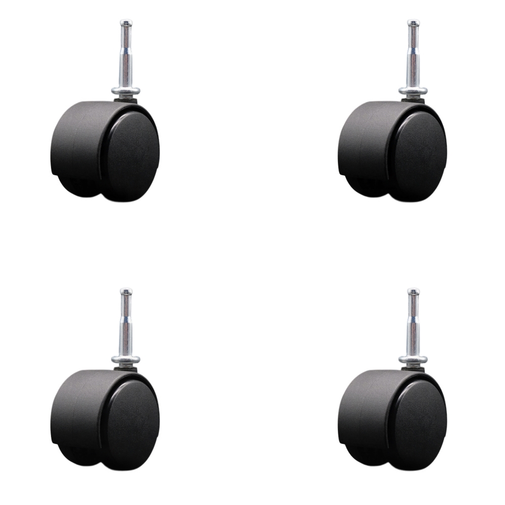2-3/8 Inch Office Chair Wheels – Nylon Hooded Twin Wheel – 5/16 Inch Grip Neck Stems – 400 lbs. Total Capacity – Sockets for Wood Included – Set of 4 – Service Caster Brand — photo 1