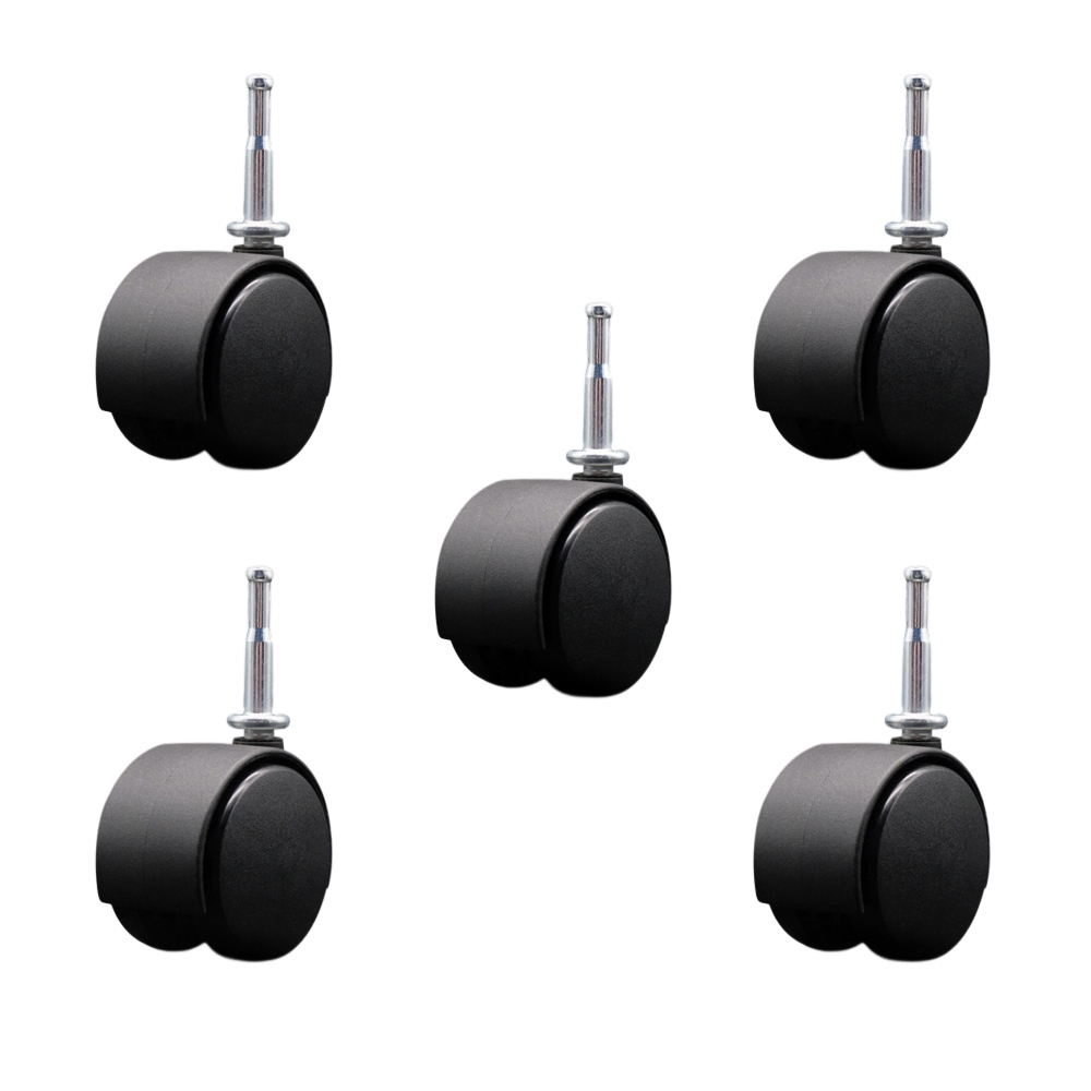 2-3/8 Inch Office Chair Wheels – Nylon Hooded Twin Wheel – 5/16 Inch Grip Neck Stems – 500 lbs. Total Capacity – Sockets for Wood Included – Set of 5 – Service Caster Brand — photo 1
