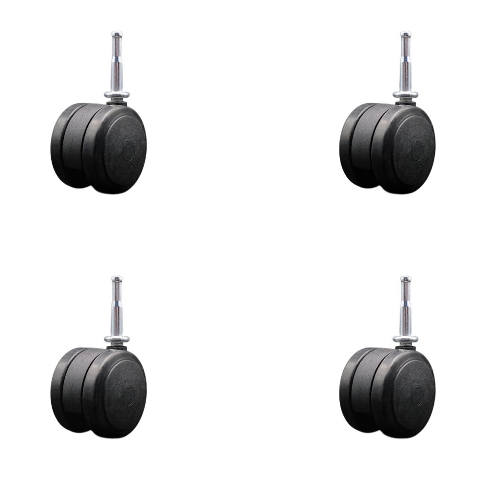 2-3/8 Inch Floor Safe Office Chair Wheels - Black Non-Marking Twin Wheels - 5/16 Inch Grip Neck Stems - 400 lbs. Total Capacity - Sockets for Wood Included - Set of 4 - Service Caster Brand — photo 1