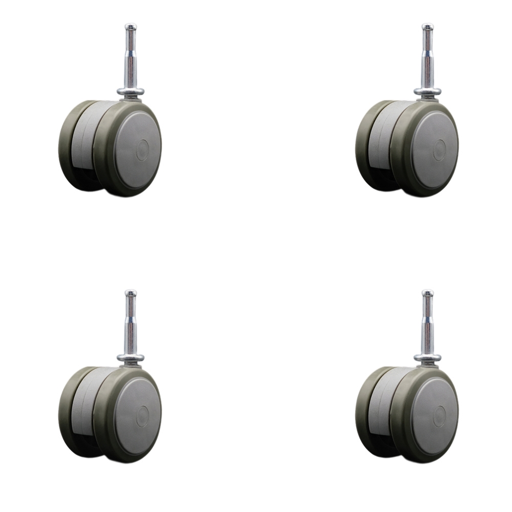 2-3/8 Inch Floor Safe Office Chair Wheels - Gray Non-Marking Twin Wheels - 5/16 Inch Grip Neck Stems - 400 lbs. Total Capacity - Sockets for Wood Included - Set of 4 - Service Caster Brand — photo 1
