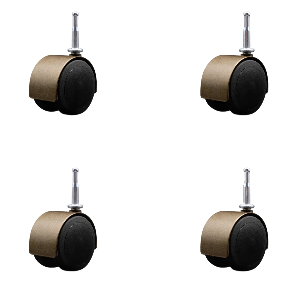 2-3/8 Inch Floor Safe Office Chair Wheels – Windsor Antique Metal Hooded Twin Wheel – 5/16 Inch Grip Neck Stems – 400 lbs. Total Capacity – Sockets for Wood Included – Set of 4 – Service Caster Brand — photo 1
