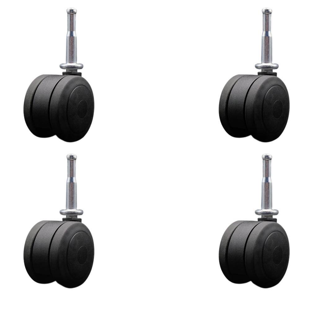 3 Inch Heavy Duty Floor Safe Office Chair Wheels - Black Non-Marking Twin Wheels - 5/16 Inch Grip Neck Stems - 660 lbs. Total Capacity - Sockets for Wood Included - Set of 4 - Service Caster Brand — photo 1