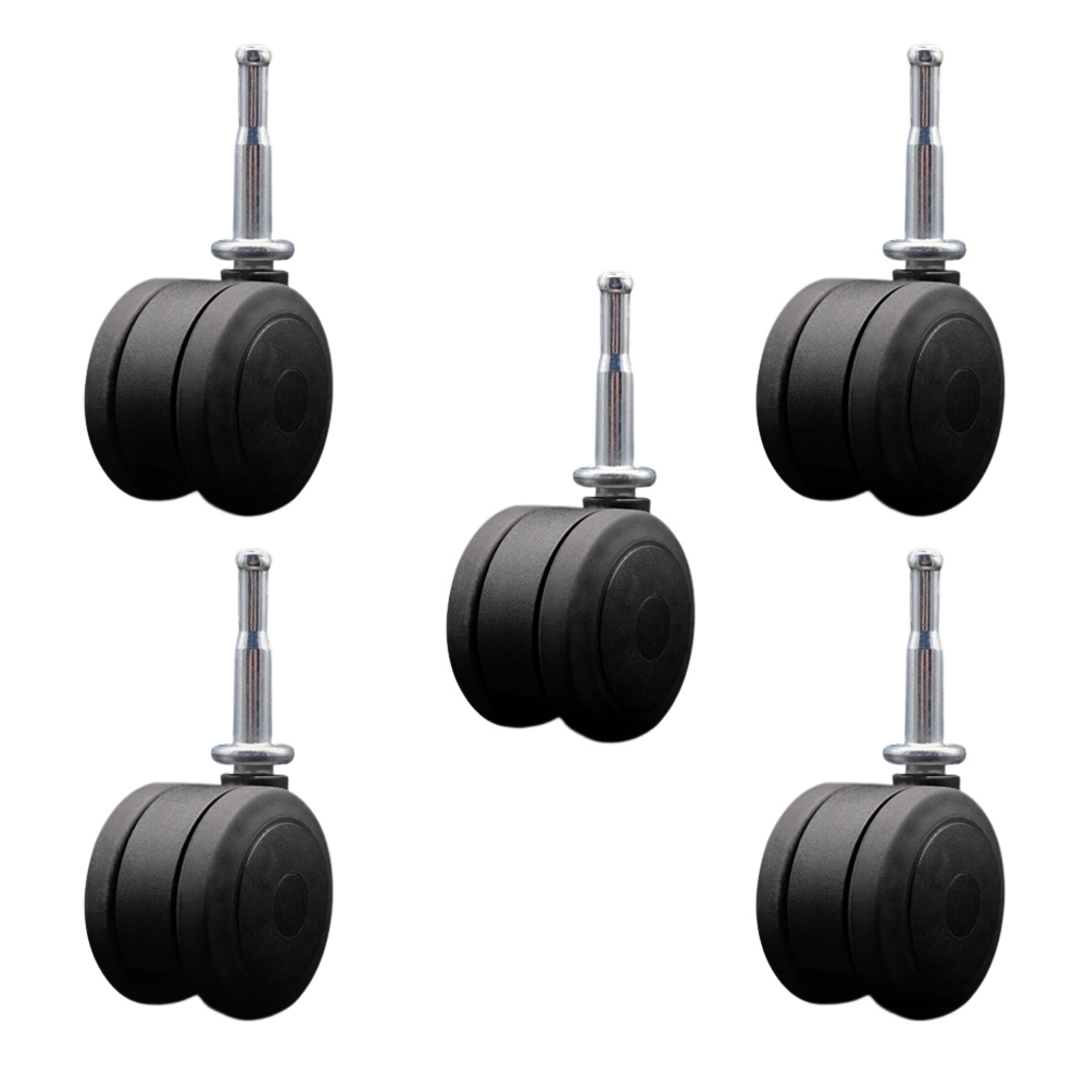 3 Inch Heavy Duty Floor Safe Office Chair Wheels - Black Non-Marking Twin Wheels - 5/16 Inch Grip Neck Stems - 825 lbs. Total Capacity - Sockets for Wood Included - Set of 5 - Service Caster Brand — photo 1