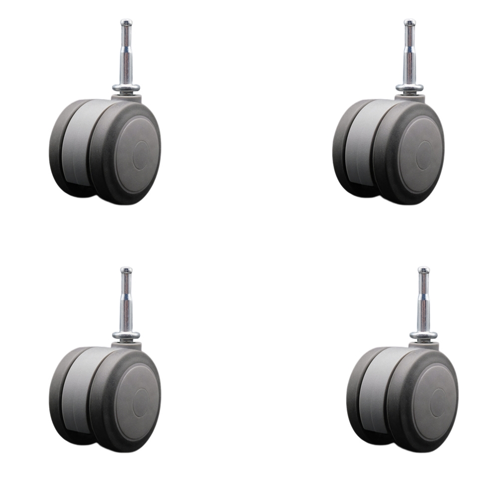 3 Inch Heavy Duty Floor Safe Office Chair Wheels - Gray Non-Marking Twin Wheels - 5/16 Inch Grip Neck Stems - 660 lbs. Total Capacity - Sockets for Wood Included - Set of 4 - Service Caster Brand — photo 1