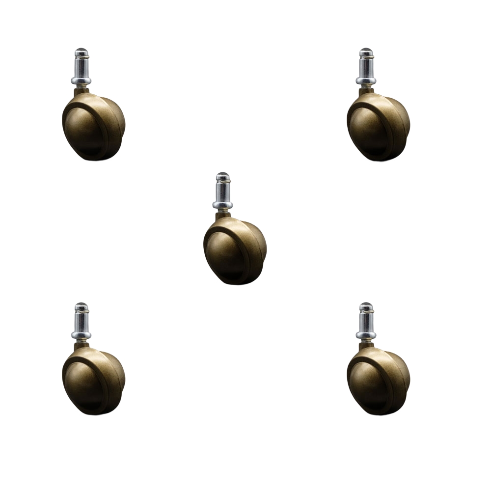 2 Inch Swivel Metal Ball Caster Wheels for Furniture - Windsor Antique Brass Finish Stem Casters with 7/16 Inch by 7/8 Inch Grip Ring Stem - 375lbs. Total Capacity - Set of 5 - Service Caster Brand — photo 1