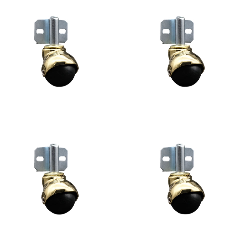 2 Inch Swivel Ball Caster Wheels for Furniture – Bright Brass Hooded Stem Casters with Side Mount Bracket - 300 lbs. Total Capacity - Set of 4 - Service Caster Brand — photo 1
