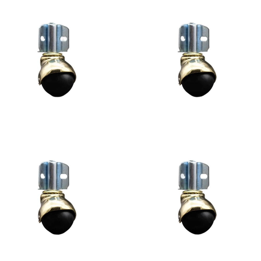2 Inch Swivel Ball Caster Wheels for Furniture – Bright Brass Hooded Stem Casters with Corner Mount Bracket - 300 lbs. Total Capacity - Set of 4 - Service Caster Brand — photo 1