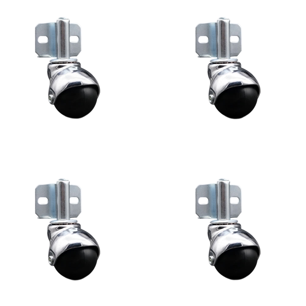 2 Inch Swivel Ball Caster Wheels for Furniture – Bright Chrome Hooded Stem Casters with Side Mount Bracket - 300 lbs. Total Capacity - Set of 4 - Service Caster Brand — photo 1