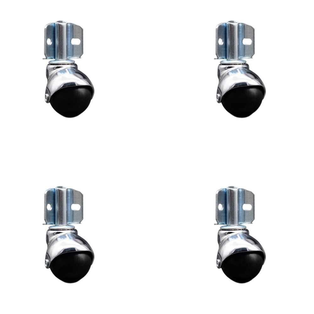 2 Inch Swivel Ball Caster Wheels for Furniture – Bright Chrome Hooded Stem Casters with Corner Mount Bracket - 300 lbs. Total Capacity - Set of 4 - Service Caster Brand — photo 1