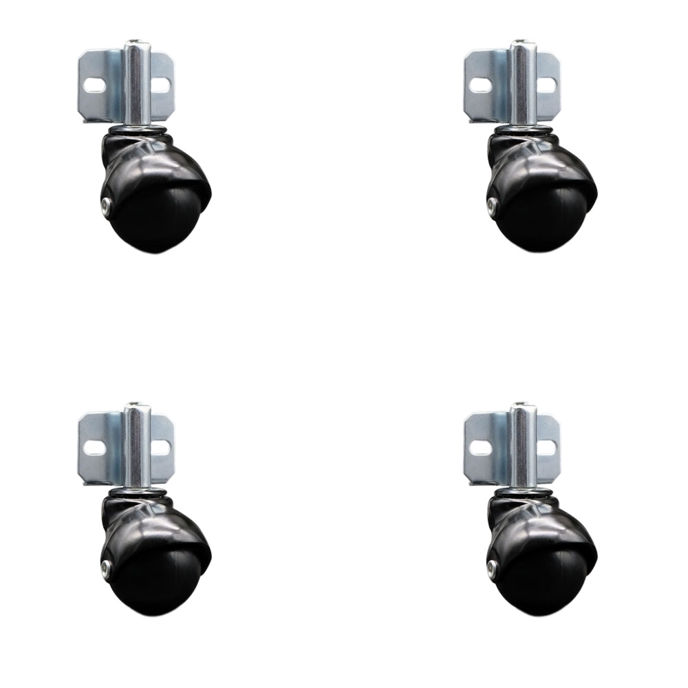 2 Inch Swivel Ball Caster Wheels for Furniture – Gloss Black Hooded Stem Casters with Side Mount Bracket - 300 lbs. Total Capacity - Set of 4 - Service Caster Brand — photo 1