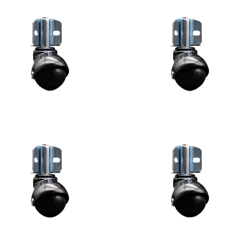 2 Inch Swivel Ball Caster Wheels for Furniture – Gloss Black Hooded Stem Casters with Corner Mount Bracket - 300 lbs. Total Capacity - Set of 4 - Service Caster Brand — photo 1