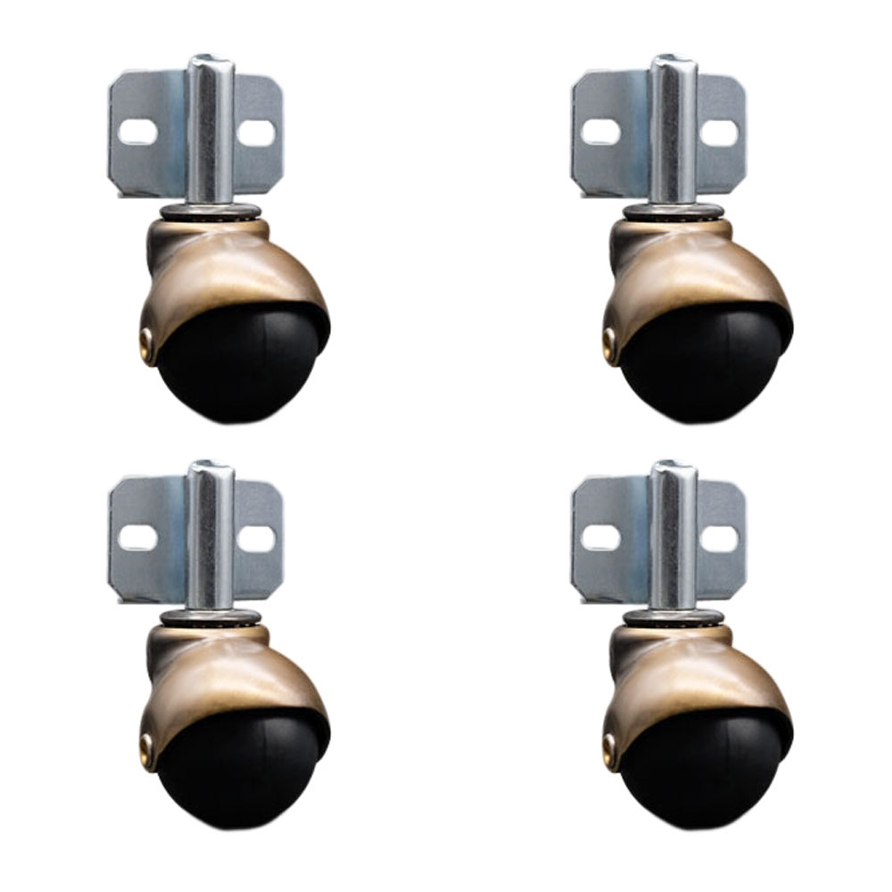 2 Inch Swivel Ball Caster Wheels for Furniture – Windsor Antique Brass Hooded Stem Casters with Side Mount Bracket - 300 lbs. Total Capacity - Set of 4 - Service Caster Brand — photo 1