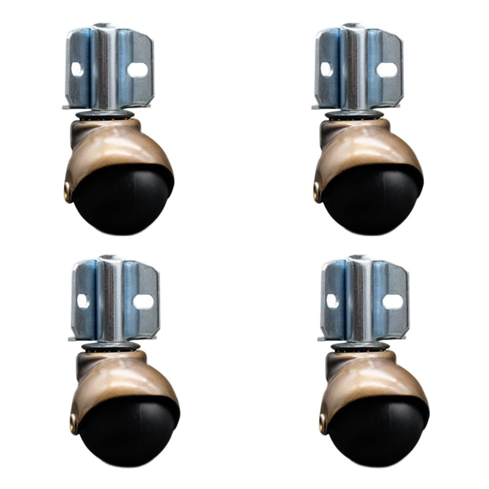 2 Inch Swivel Ball Caster Wheels for Furniture – Windsor Antique Brass Hooded Stem Casters with Corner Mount Bracket - 300 lbs. Total Capacity - Set of 4 - Service Caster Brand — photo 1