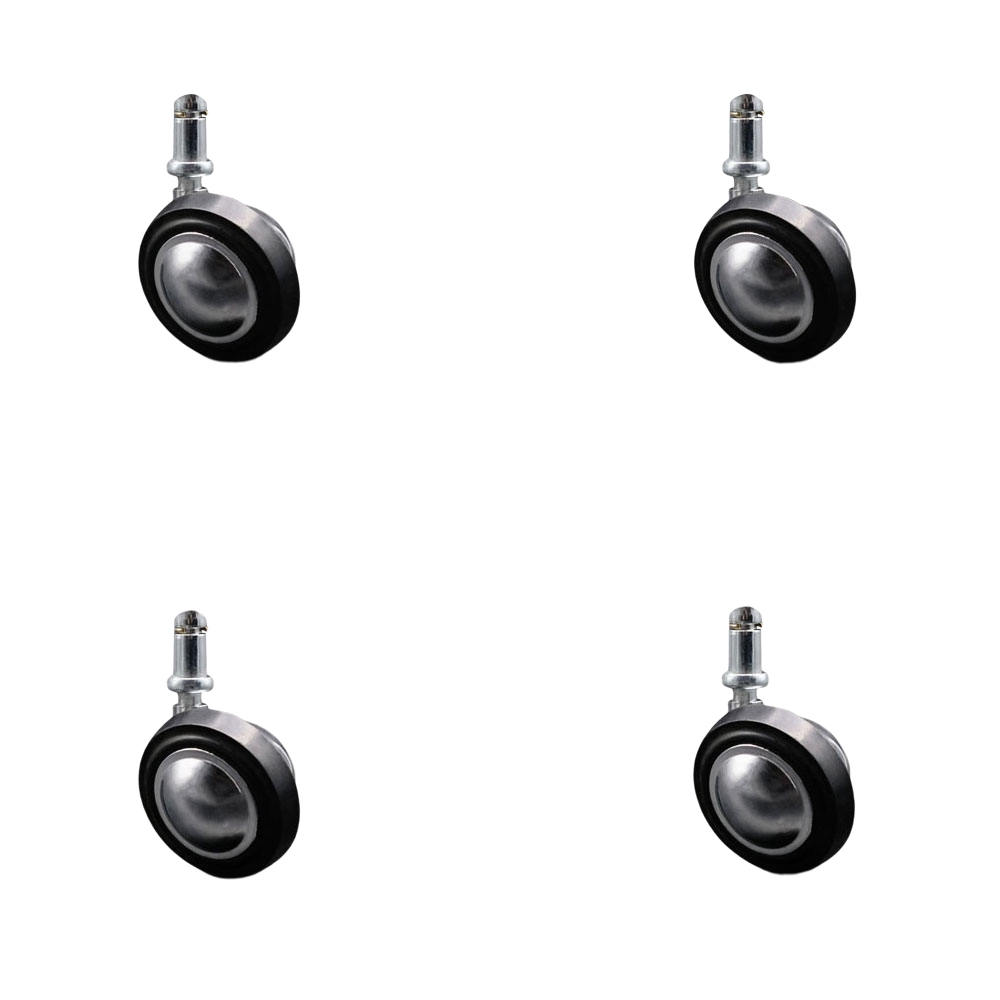 2-1/4 Inch Swivel Metal with Soft Rubber Tread Ball Caster Wheels for Furniture - Bright Chrome Finish Stem Casters with 7/16 Inch by 7/8 Inch Grip Ring Stem - Set of 4 - Service Caster Brand — photo 1