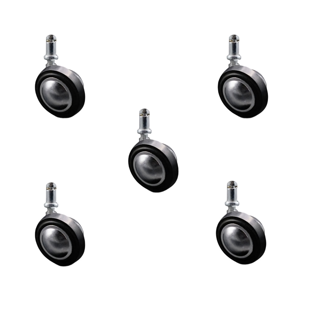 2-1/4 Inch Swivel Metal with Soft Rubber Tread Ball Caster Wheels for Furniture - Bright Chrome Finish Stem Casters with 7/16 Inch by 7/8 Inch Grip Ring Stem - Set of 5 - Service Caster Brand — photo 1