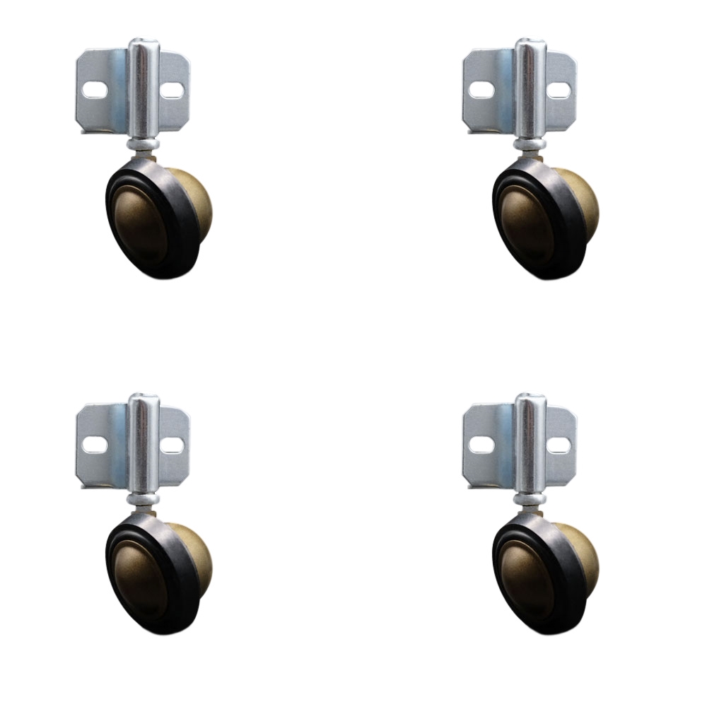 2-1/4 Inch Swivel Metal with Soft Rubber Tread Ball Caster Wheels for Furniture-Windsor Antique Brass Finish Stem Casters with Side Mount Bracket-300lbs. Total Capacity-Set of 4 - Service Caster Brand — photo 1
