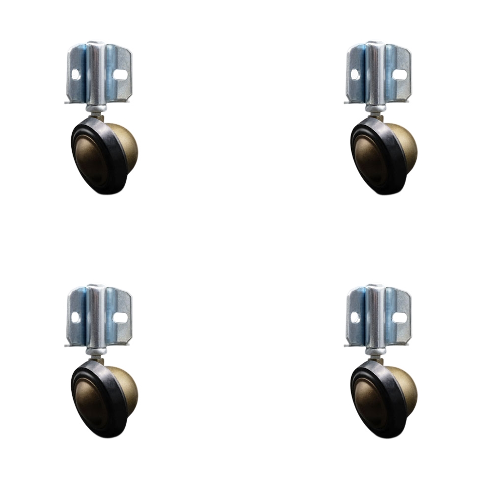 2-1/4 Inch Swivel Metal with Soft Rubber Tread Ball Caster Wheels for Furniture-Windsor Antique Brass Finish Stem Casters with Corner Mount Bracket-300lbs. Total Capacity-Set of 4-Service Caster Brand — photo 1